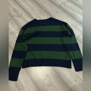 SHEIN Striped Knit Sweater in Green and Navy